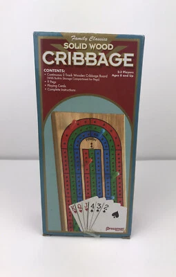 Classic Wooden 3-Track Color Coded Folding Cribbage Board w/Cribbage Board Pegs - Image 1 of 3