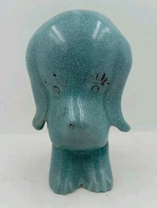 Rare vintage Droupy Eared basset hound figurine Turquoise Speckled Glazed 3.75" - Picture 1 of 15