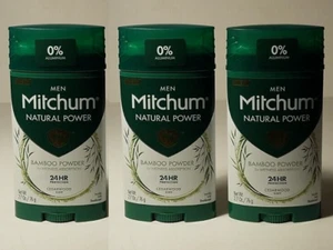 MITCHUM Men NATURAL POWER, CEDARWOOD Deodorant 2.7oz INVISIBLE SOLID Bamboo 3pc - Picture 1 of 2