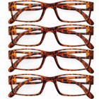 READING GLASSES MENS WOMENS 4 PACK SQUAR FRAME DEMI COLOR READERS VALUE DEAL NEW