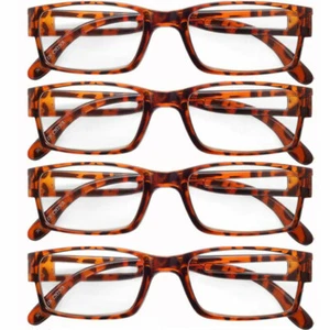 READING GLASSES MENS WOMENS 4 PACK SQUAR FRAME DEMI COLOR READERS VALUE DEAL NEW - Picture 1 of 3
