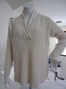 Lauren Ralph Lauren Damenpullover elfenbeinfarben Schalkragen 100 % Baumwolle Pullover PM neu mit Etikett - Bild 1 von 11