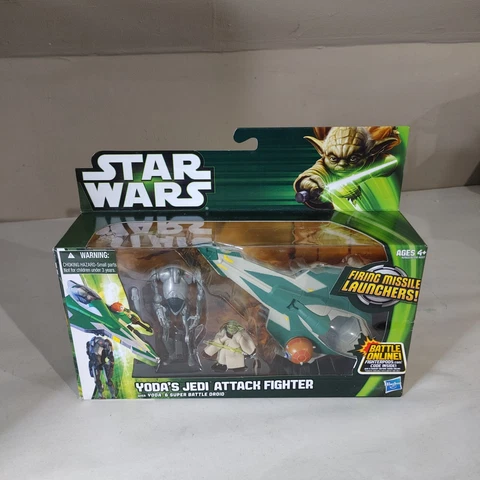 YODA'S JEDI ATTACK FIGHTER STAR WARS CLONE WARS NIB 2013 YODA  BATTLE DROID 3.75 Cover