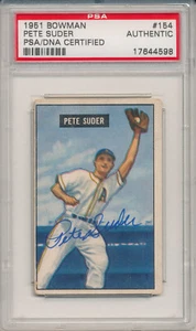 1951 Bowman PETE SUDER #154 Signed Auto Slabbed Card Philly Athletics PSA/DNA - Picture 1 of 2