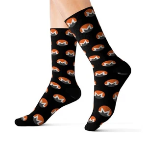 Monero XMR Black Cryptocurrency Crew Socks, Sizes S/M/L, Crypto Token Socks - Picture 1 of 14