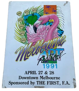 Melbourne Art Festival 1991 - Pink Flamingo Authentic Vintage Promo Poster 17 x 22 - Bild 1 von 4