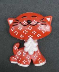 Vintage. Avon Pin Pal Parfum Glace RED CALICO CAT von 1973 mit Originalkarton SEHR SCHÖN! - Bild 1 von 20
