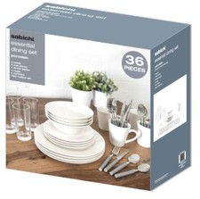 Sabichi 36 Piece Dining Starter Set - Porcelain - White Sabichi 36 Piece Dining Starter Set - Porcelain - White