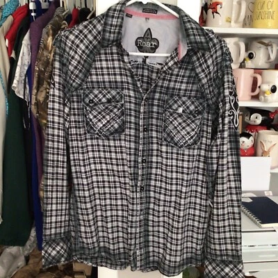 Blusa ROAR-Algodón Negro/Blanco, Bordada, Bolsillos, Vaquera M Foto 1 de 4