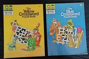 THE BLUE CROSSWORD PUZZLE BOOK + THE YELLOW CROSSWORD PUZZLE BOOK TREASURE 1972 - Picture 1 of 9