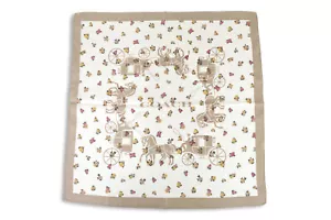 Coach Womens C0007 Beige Floral Horse Carriage Silk Square Scarf 36" O/S 8207-4 - Picture 1 of 1