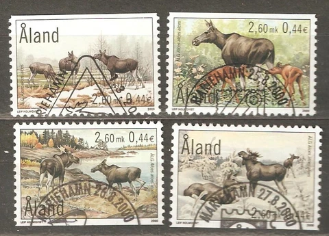 Aland: full set of 4 used stamps, Aland Wildlife - the Moose, 2000, Mi#171-174 Cover