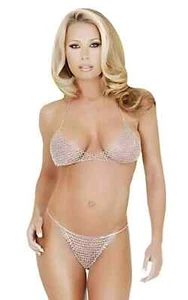 Aluminium Kettenhemd BH & Höschen Set - Party Wikinger Bikini Kostüm - Mädchenkleidung - Bild 1 von 3