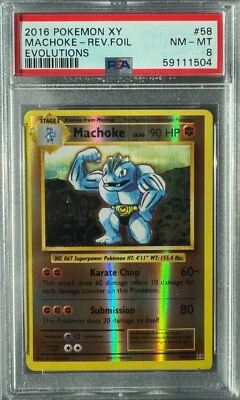 MACHOKE 58/108 REVERSE HOLO PSA 8 XY EVOLUTIONS POKEMON 2016 - Image 1 of 2