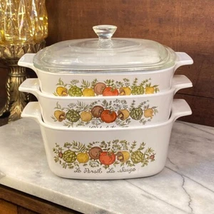 Vintage Corning Ware Spice of Life 4pc Le Persil La Sauge 1.5 qt & 1L w/ Lid Set - Picture 1 of 23