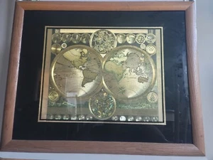 Vintage Large Planisphaerium Terrestre Gold world map - Picture 1 of 21