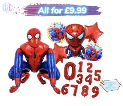 SPIDERMAN Balloons Set Kids Boys Birthday Party Balloon Age 2 3 4 5 6 7 8 Years - Image 1 of 4