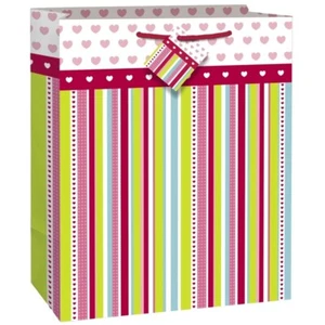 Geschenktüte Herzen und Streifen groß - Bild 1 von 1