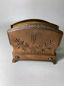 Antico porta lettere scrivania ottone massiccio Jennings Bros goffrato art nouveau raro - Foto 1 di 8