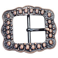 C-Ty16 Set Of 16 Western Screw Back Concho Copper Ed Belt Buckle With Rope Edge