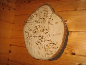 Holzscheibe Wein Mönch - Bild 1 von 2