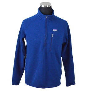 Patagonia maglione uomo pile grande blu mezza zip tasca - Foto 1 di 5