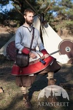 Men's Viking Tunic “Bjorn the Woodman”, Size S, natural color, wine red accents