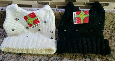 Tejido 2 Sombreros Niña Clima Frío Moda Accesorios Tachonado Crema Negro Nuevo con Etiquetas NUEVO Foto 1 de 4