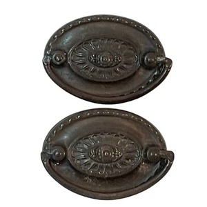 Hepplewhite Style Drawer Pulls Antique 1920s 2.5” X 1.5” Single Screw Set Of 2 - Picture 1 of 8