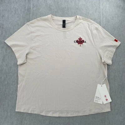 Lululemon Shirt Womens 14 Beige Team Canada Olympics Cotton Jersey Graphic Top - Image 1 of 4