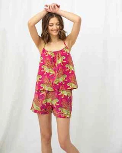 Print Fresh Anthropologie Bagheera Tiger Queen Pink Lounge Set Pajamas Set Sz 6X - Picture 1 of 4