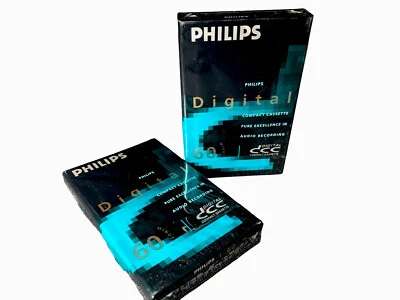 ((( 2 ))) PHILIPS  DCC - 60 MINUTES  BLANK COMPACT CASSETTE TAPE, SEALED NOS - Image 1 of 4