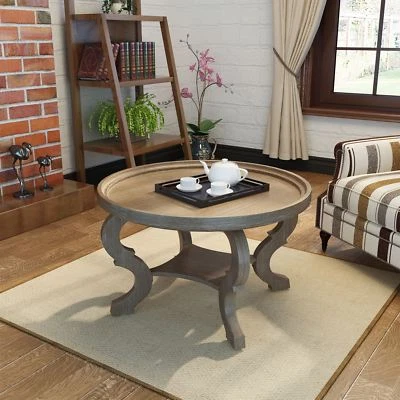 Alteri Finished Faux Wood Circular Coffee Table - Image 1 of 4