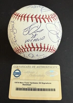 1978 Yankees Team Signed World Series Baseball Reggie Jackson Goose Steiner Coa - Image 1 of 4