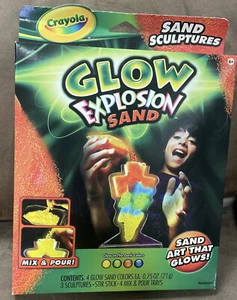 CRAYOLA  SAND ART  THAT GLOWS GLOW EXPLOSION AGES 6+ 4-COLORS/3-SCULPTURES - Picture 1 of 2