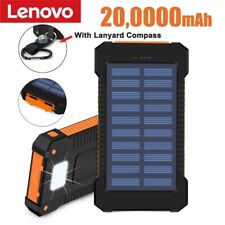 Lenovo New 200000mAh Large Capacity Solar Power Bank Portable With Lanyard Compa