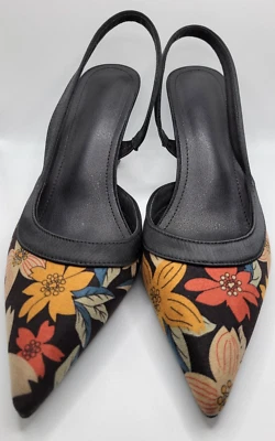 Tacones de 2,25" marrón/naranja/amarillo con estampado floral de Imari con punta trasera 41 9,5 EUR Foto 1 de 4