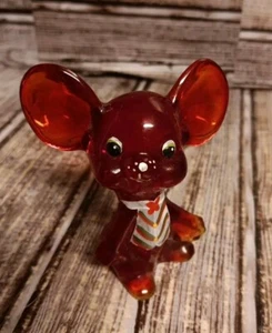 Vintage FENTON GLASS Ruby Red Hand Painted Mouse Christmas Vest Signed - Picture 1 of 6