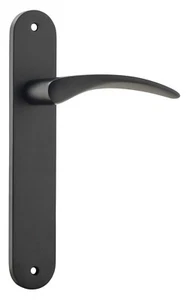 IVER negro mate palanca manijas de puerta oxford, placa posterior ovalada, paso 230 x 40 mm, 85 mm - Imagen 1 de 6