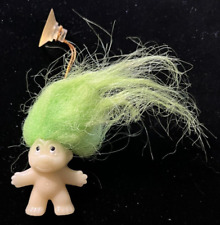 1989 Glow In The Dark DAM Troll Doll Suction Cup Hanging Green Hair 1.5" tall