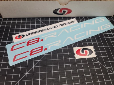 C8 Racing Decals (2pk) Corvette Fender Spoiler Accent Stickers 2020-25 6.2L LT2 - Image 1 of 4