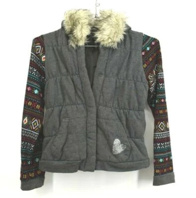 Chaqueta Jessica Simpson Niñas Botón Frontal Piel Capucha Estampada Mangas Largas Talla XL Foto 1 de 4