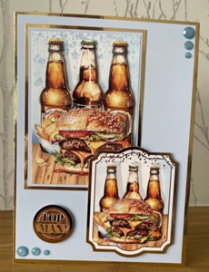 Handgefertigte 7"x5" Burger & Bier Themenkarte "Top Man" - Bild 1 von 5