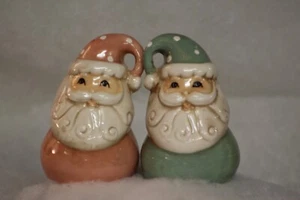 Johanna Parker Santa Salt Pepper Shaker Set Pastel Christmas Free Shipping - Picture 1 of 10