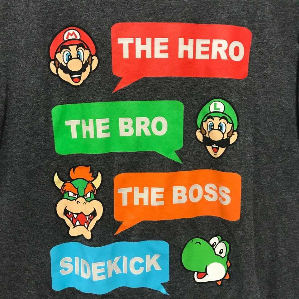 Camiseta Nintendo Super Mario infantil média Mario Luigi Bowser Yoshi cinza - Imagem 1 de 4
