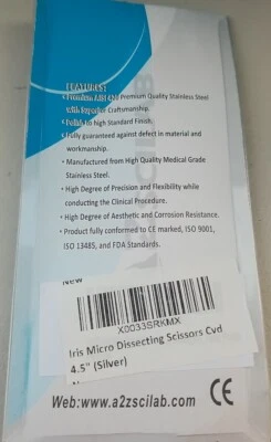 Tijeras de Disección Micro IRIS 4.5" Hojas RECTAS Acero Inoxidable CE Foto 1 de 4