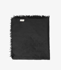 Gucci Black GG Silk Jacquard Fringed Scarf - Picture 1 of 4
