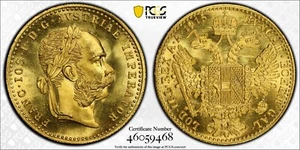 1915 - ÖSTERREICH-FRANCIS JOSEPH - NICE RESTRIKE GOLD 1 DUCAT - PCGS MS 66 - Bild 1 von 2