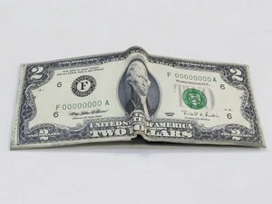 Tems Handcrafted Bi-Fold Neuheit 2 $ 2 Dollar Schein Oldschool - Bild 1 von 6