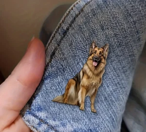 dog pin german sheperd Acrylic Flat 2D fashion jewelry FAST Free Ship 2.8 Inch - Picture 1 of 1